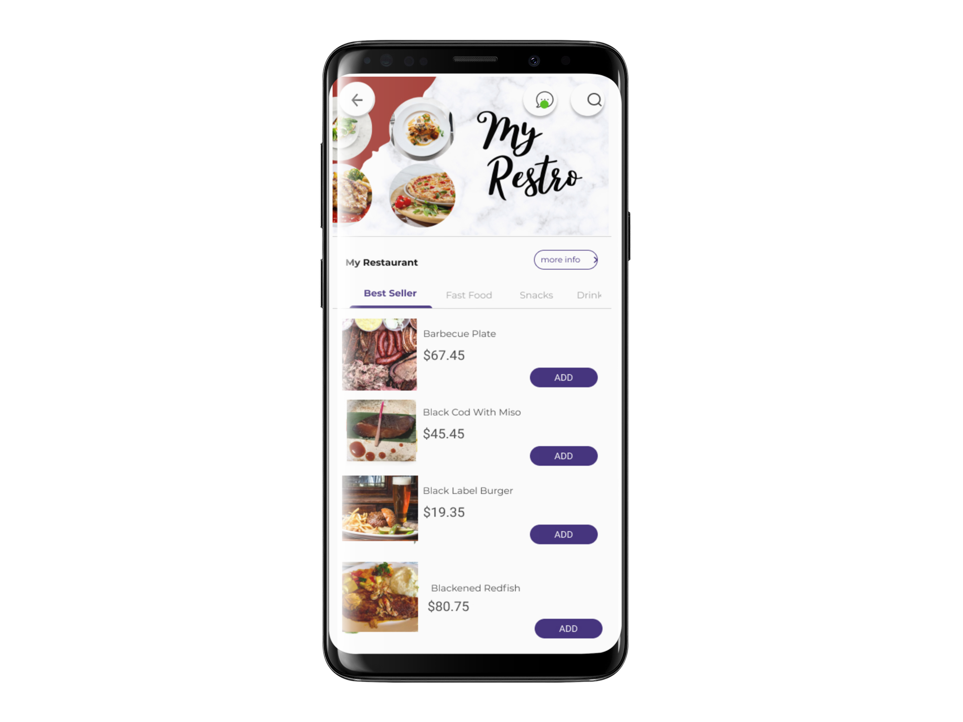 restaurant app samsung galaxy s9 mockup restaurant app samsung galaxy s9 mockup
