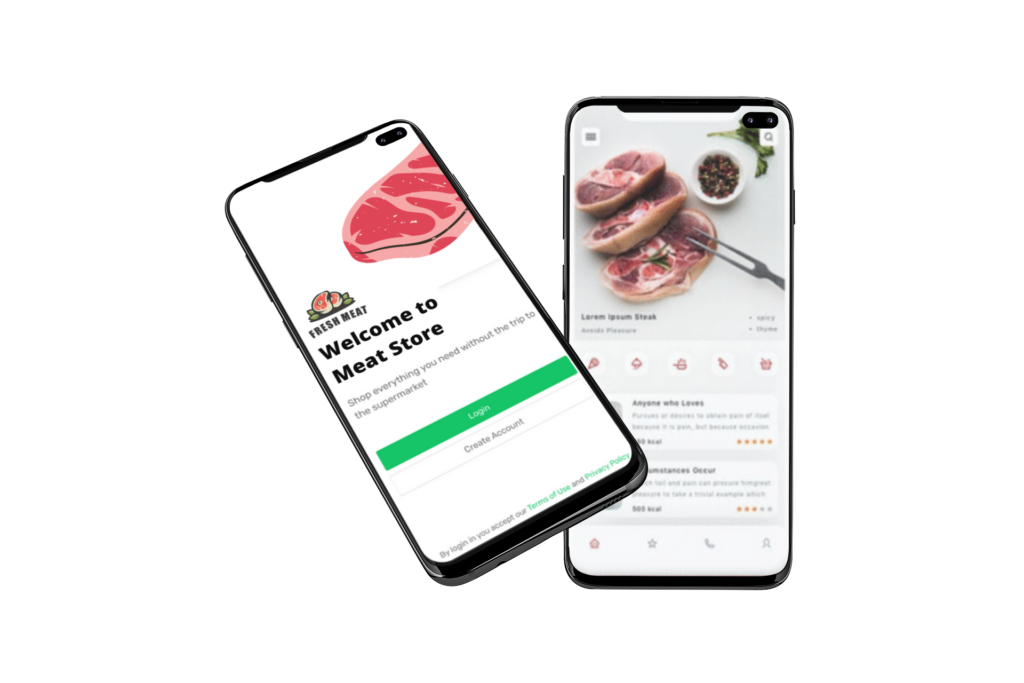 online meat store app mockup