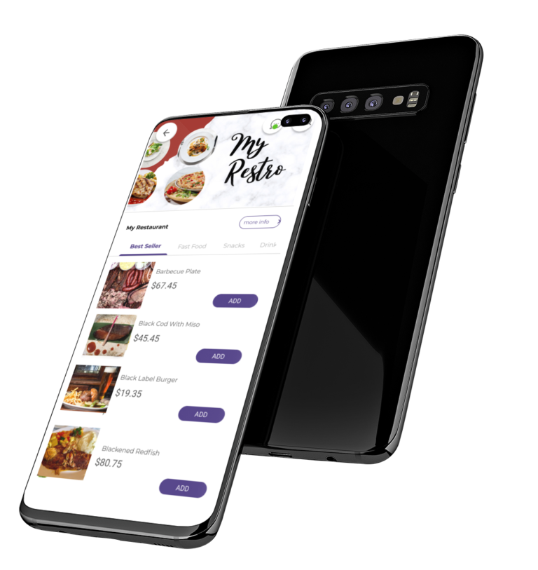 phygital24 online Restaurant app galaxy s10 mockup